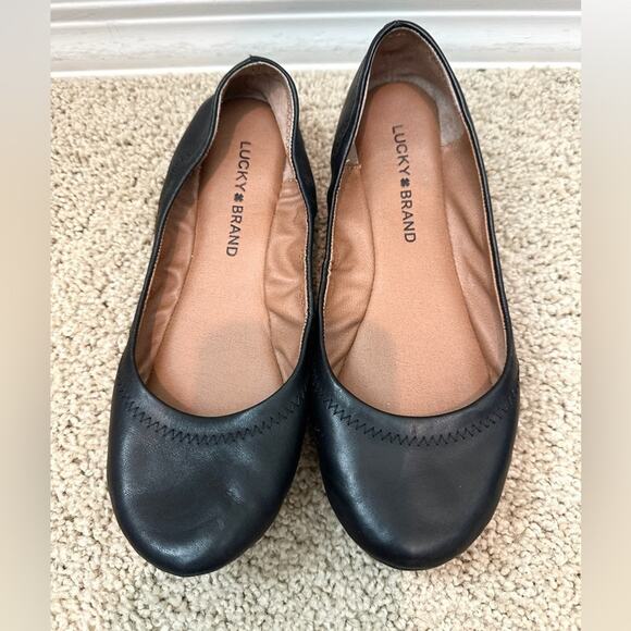 LUCKY BRAND | Black Leather Emmie Ballet Flats Women’s | Size 6.5 - Picture 4 of 7